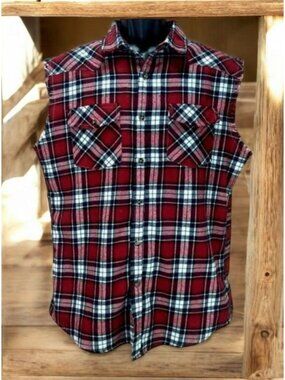 Nutexrol Sleeveless Boyfriend Flannel Shirt Small